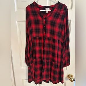 Knows Rose plaid Long sleeve dress size L